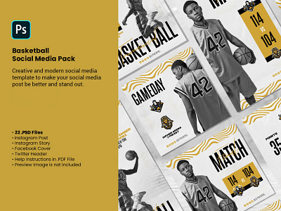 Basketball Social Media Pack banner basketball club cover flyer instagram post instagram story match nba playoffs promotion sports team template tournament training