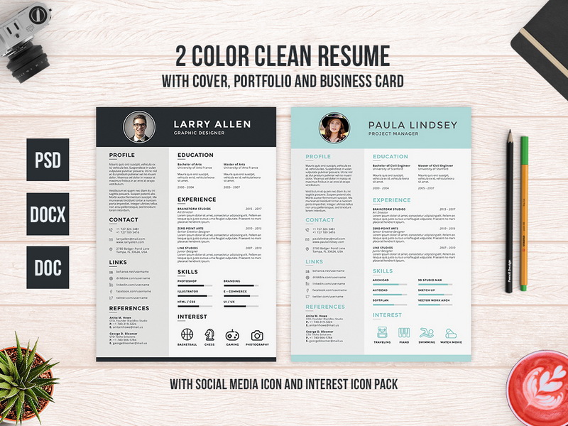 Clean Resume, Cover And Portfolio by Geelator Studio on Dribbble