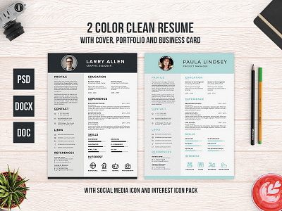 Clean Resume, Cover And Portfolio clean resume cover letter curriculum vitae cv elegant resume feminine resume minimalist resume portfolio resume proffesional resume resume resume pack