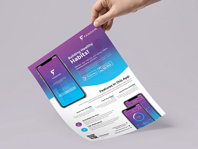 Mobile App Flyer Template ads advertisment agency android application business commerce design developer duotone flat flyer mobile app multipurpose phone poster print template promotion