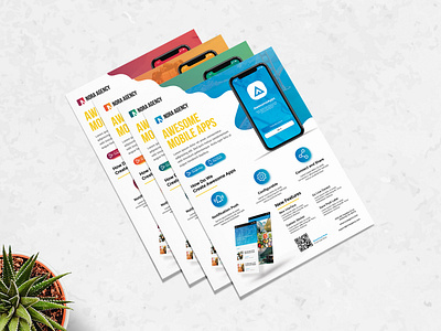 Mobile App Flyer Template agency android application business commerce dev engineer flyer flyer design mobile apps phone print template promotion smartphone software startup ui ux