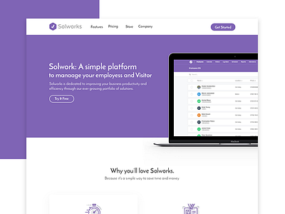 Solworks Landing page