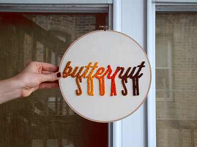butternut squash embroidery needlepoint typography