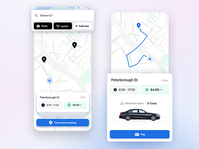 Smart Parking App app car map mobile parking product design ui ux
