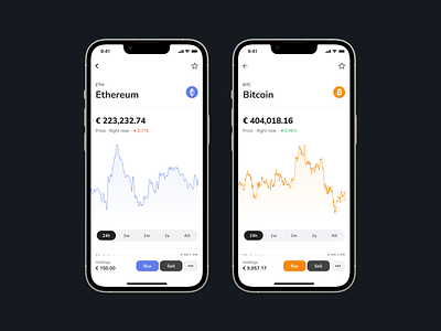 Cryptocurrency wallet app - prices app crypto cryptocurrency data design mobile modern ui ux uxui