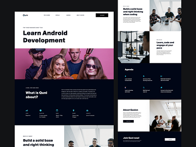 Quni by Qusion android homepage landing learning quni qusion ui web website