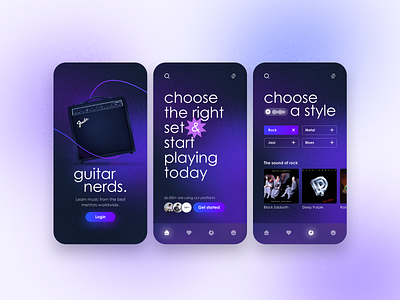 Guitar Nerds Music App app appdesign fender guitar music nerd ui ux