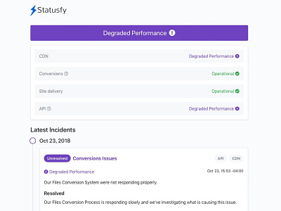 Statusfy - Home Page Demo