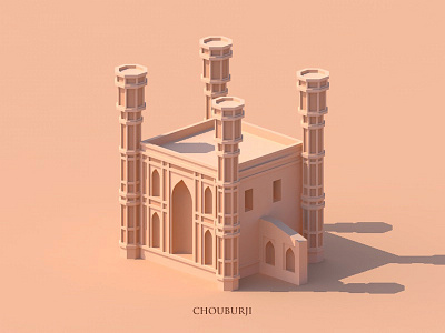 Choburji - Monument 3d art architecture building drawing illustration isometric minimal monochrome