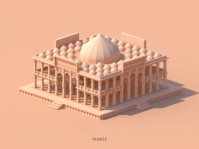 Makli - Monument 3dart architecture building drawing illustration isometric minimal monochrome