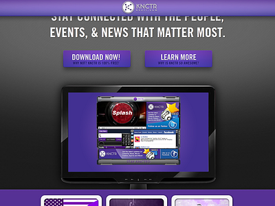 Knctr Landing Page WIP app desktop experience knctr lanidng page purple sticky buttons user web