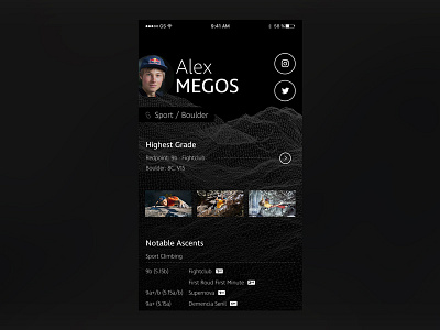 Pro Climber Profile Page climbing daily ui