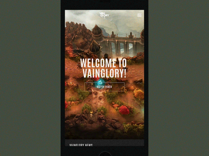 Vainglory Heroes Mobile Page basic basic agency gaming ui ux vainglory