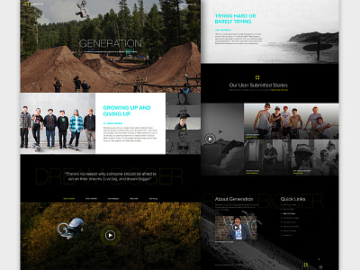 Generation: Real Pixels bmx dark extreme sports focus lab gallery home page landing page skateboarding sports web design website