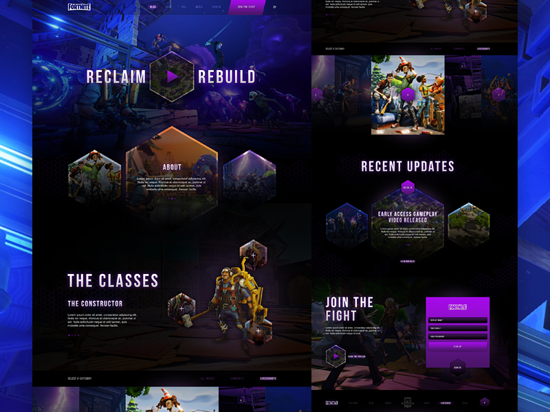 fortnite website sign up splash page landing page video games geometric beta gradients dark website gaming - fortnite on website