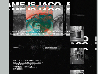 Jacob Proffer Portfolio abstract dark developer landing page photo manipulation portfolio texture typography web website