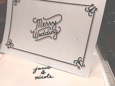 A Merry Wedding border calligraphy card design lettering merry process typography wedding