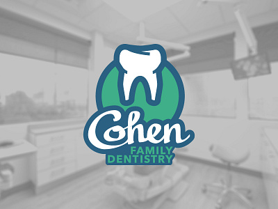 Family Dentistry blue custom dentist family green health icon logo script tooth type