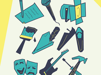 Creative Arts Recruitment acting creative guitar hammer illustration light microphone paintbrush stage write