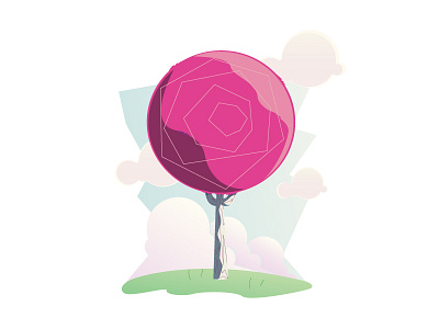 Tree Variety Three cartoon circle cloud freelance illustration pink plant shape sky tree