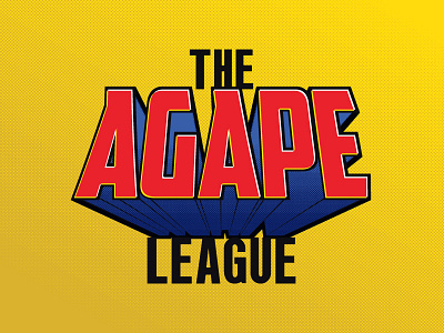 The Agape League 3d agape book comic logo musical primary superhero type