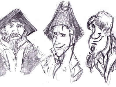 Pirats comic drawings illustration inking sketch