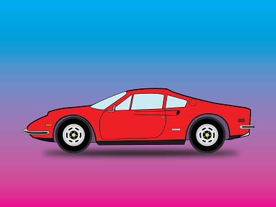 1972 Ferrari Dino car design drawing ferrari illustration vector vectorart