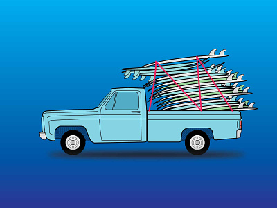 surfer pickup truck design illustration illustrations lineart vector vector illustration