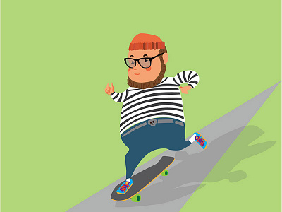 Sidewalk Surfer illustration mid century skateboard art skateboard graphic vector art