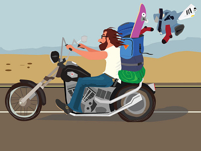 Easy Rider biker illustration mid century illustration motorcycle skateboard skateboard artwork vector