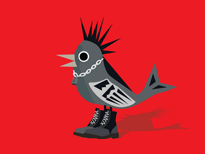 Punk Bird art graphic illustration mid century punk sid skateboard vector