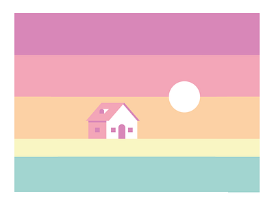 Sun-set house creativity design flat graphic illustration vector