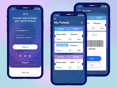 Ticket keeper app mockup app app design design flight ios iphone iphone x mobile mockup ticket ui ux