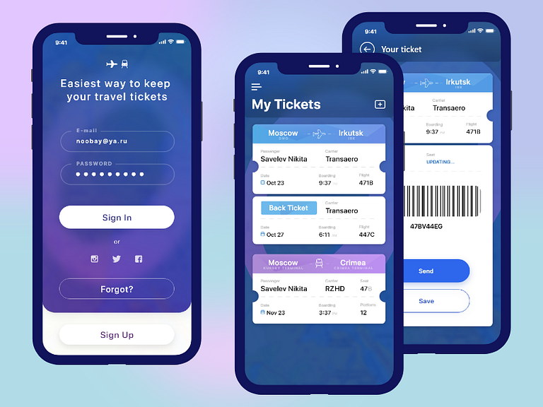 Ticket keeper app mockup by Nikita on Dribbble