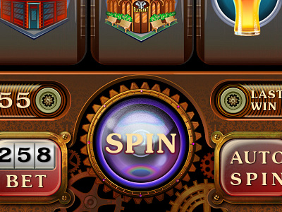 Slot Game "Spy London" game interface london pank slot spy steam steampank ui