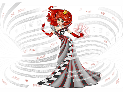 Illustrations for the site studio "Queen Design" corporate indentity illustration queen reklama seo vector web development