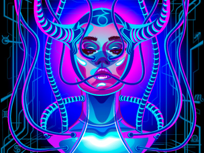 Zodiac Sign: Capricorn astrology collection cyberspace female future neon sign technology ultraviolet universe virtual zodiac