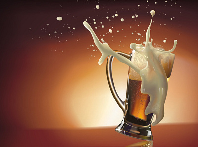 Vector glass of beer beer glass illustration splash