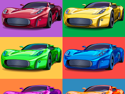 Pop art sports cars. car color dowload pop art sport vector