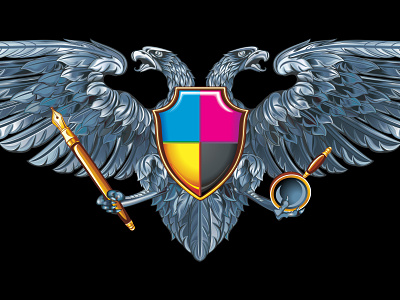 Applied heraldry award cmyk eagle heraldic two head vector