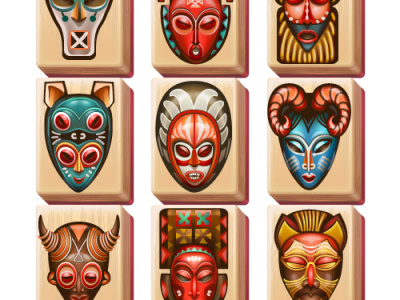 Collection of Mahjong dice : location Africa africa collection dice mahjong mask set vector