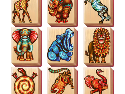 Collection of Mahjong dice : location Africa africa animal collection design dice game mahjong vector