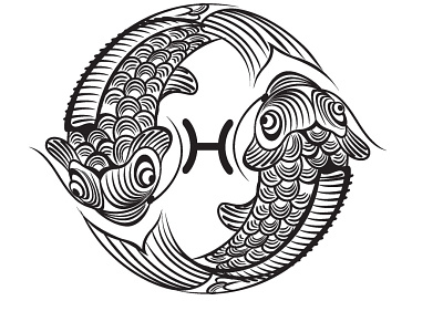Zodiac Sign — Pisces black and white collection pisces set sign tatoo vector zodiac