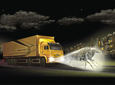 KAMAZ biohazard illustration kamaz night truck vector