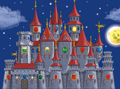 Castle. Passing the levels of the game. castle collection download freelance game illustration levels shields vector