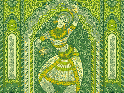 Fragment: The Magic of Indian Dance dance freelance green indian magic ornamental vector woman