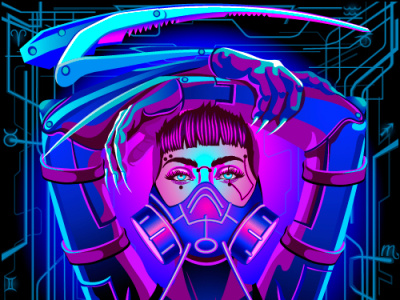 Zodiac Sign — Cancer cancer collection cyberpunk freelance neon vector woman zodiac