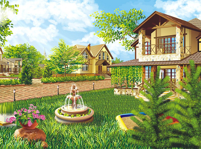 Cottage settlement billboard cottage freelance house illustration vector