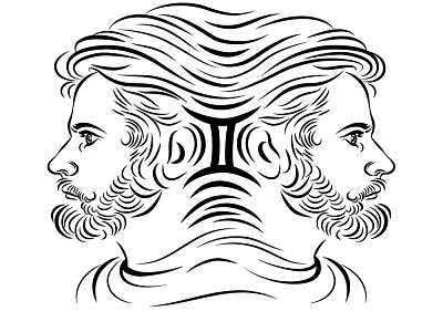 Linear portrait of Gemini freelance gimini linear portrait tatoo vector