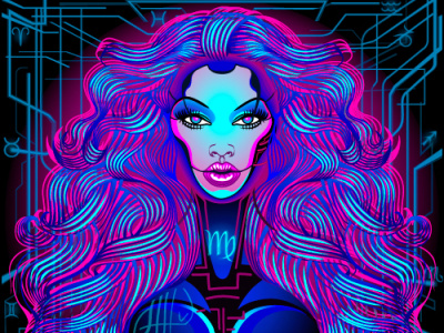 Zodiac Sign — Virgo collection cyberpunk freelance illustration neon sign vector virgo zodiac